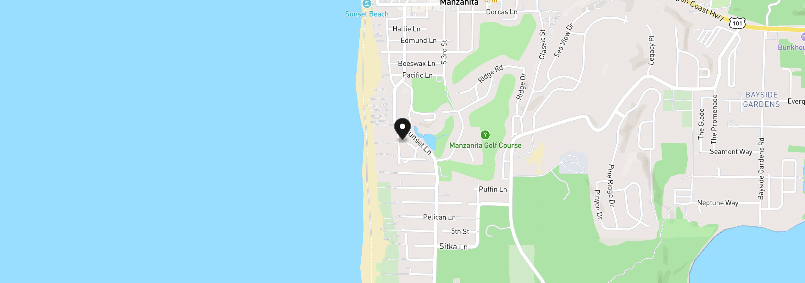 Map showing the location of 984 Beach St, Manzanita, OR 97130