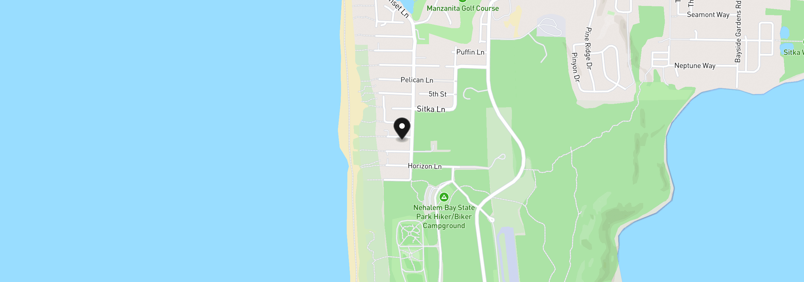 Map showing the location of 8965 Spindrift Ln, Manzanita, OR 97130