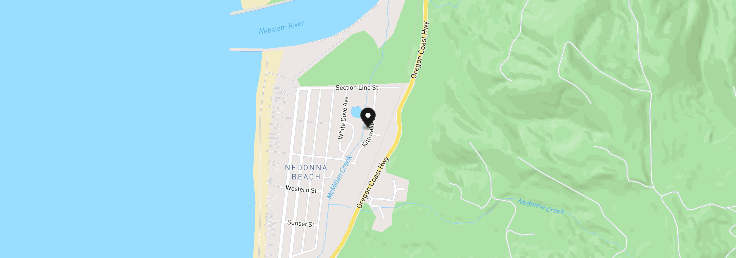 Map showing the location of Kittiwake Dr Lot34, Rockaway Beach, OR 97136