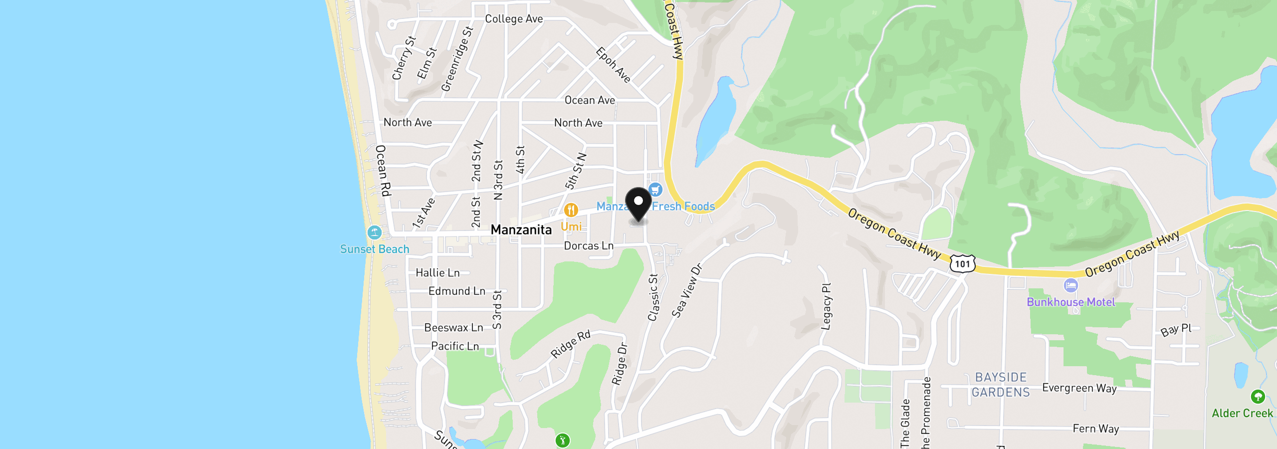 Map showing the location of 131 Classic St, Manzanita, OR 97130