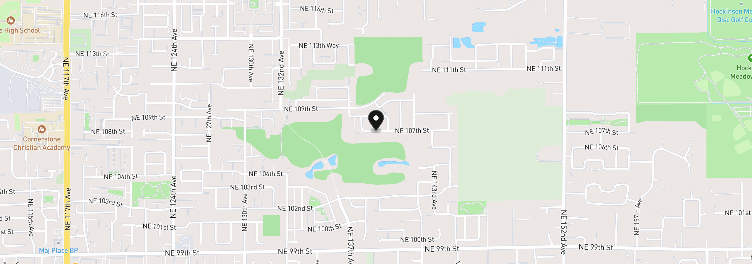 Map showing the location of 13727 NE 107th St, Vancouver, Wa 98682