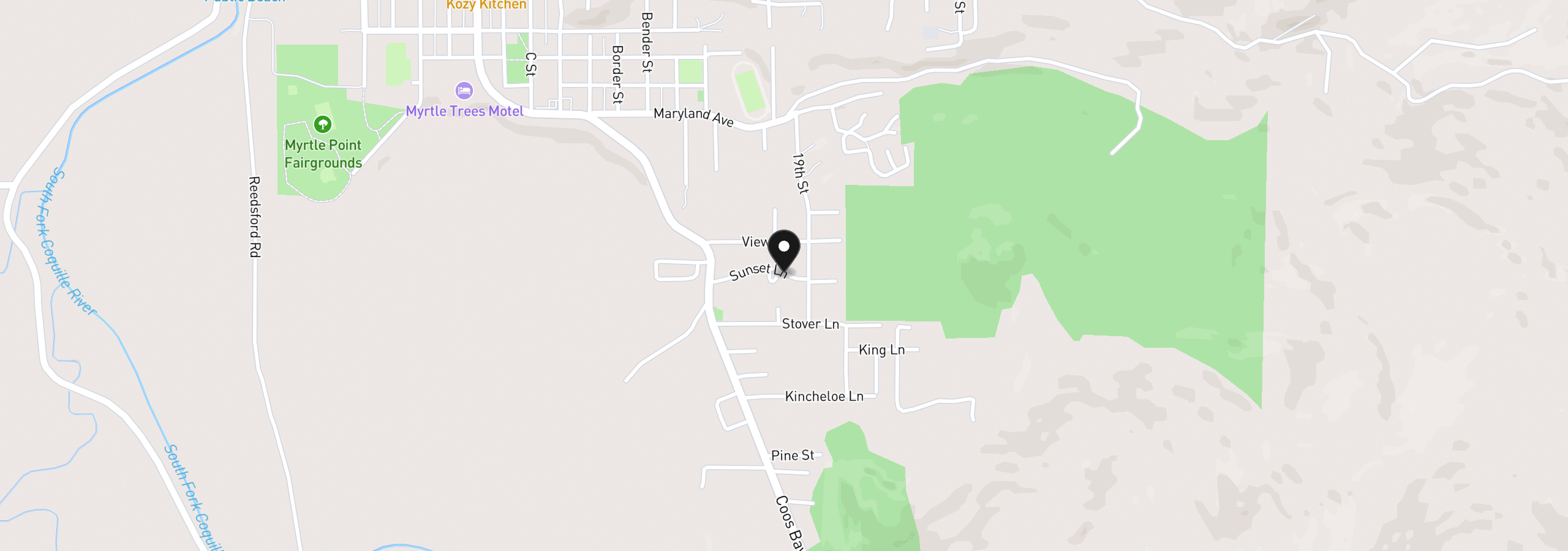 Map showing the location of 1816 Sunset Ct, Myrtle Point, OR 97458