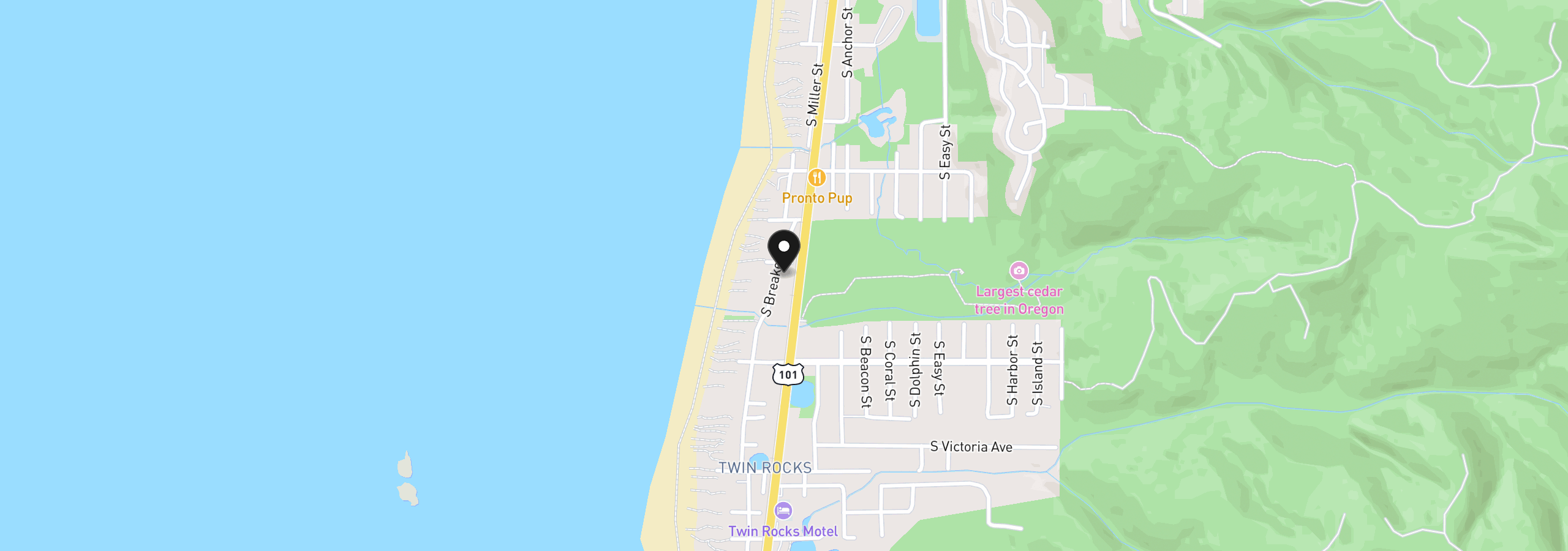 Map showing the location of 820 Breaker Ave, Rockaway Beach, OR 97136