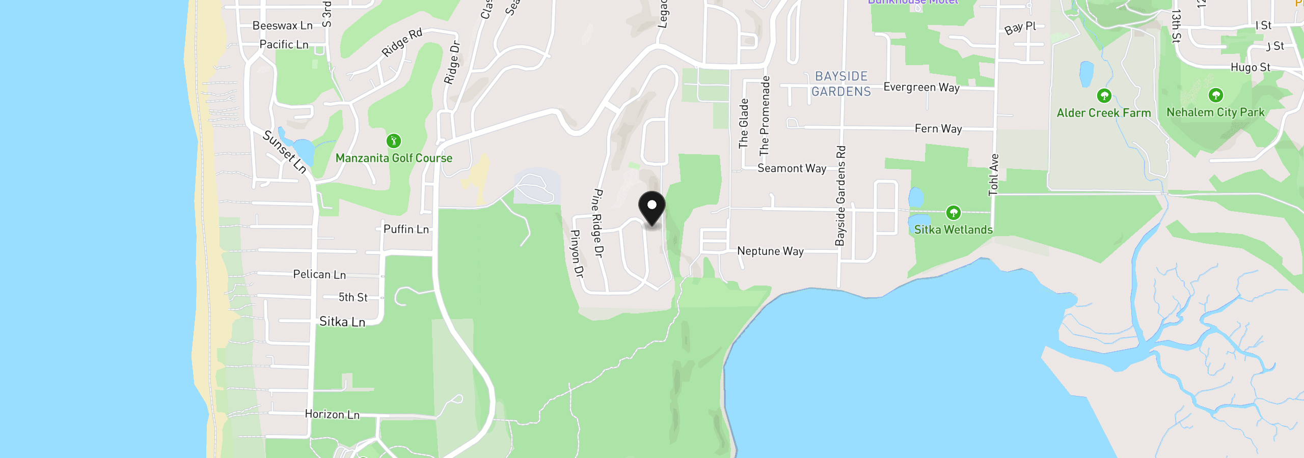 Map showing the location of 34735 Lodgepole Dr, Manzanita, OR 97130