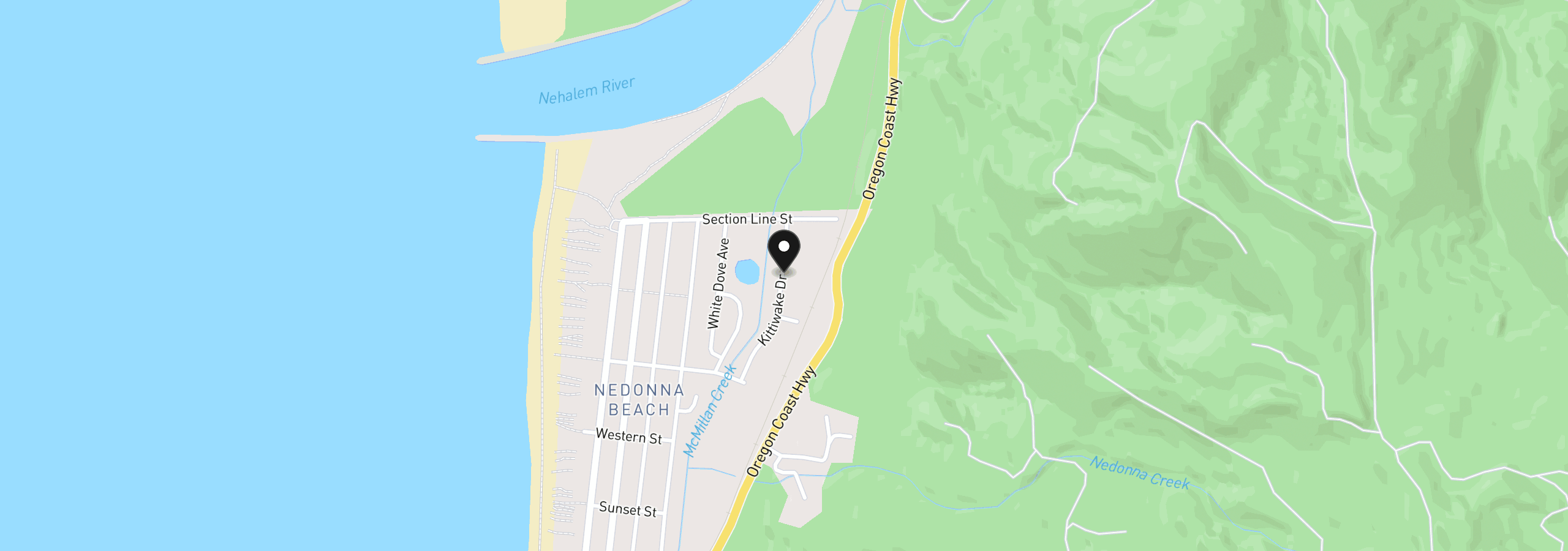 Map showing the location of 26559 Kittiwake Dr, Rockaway Beach, OR 97136