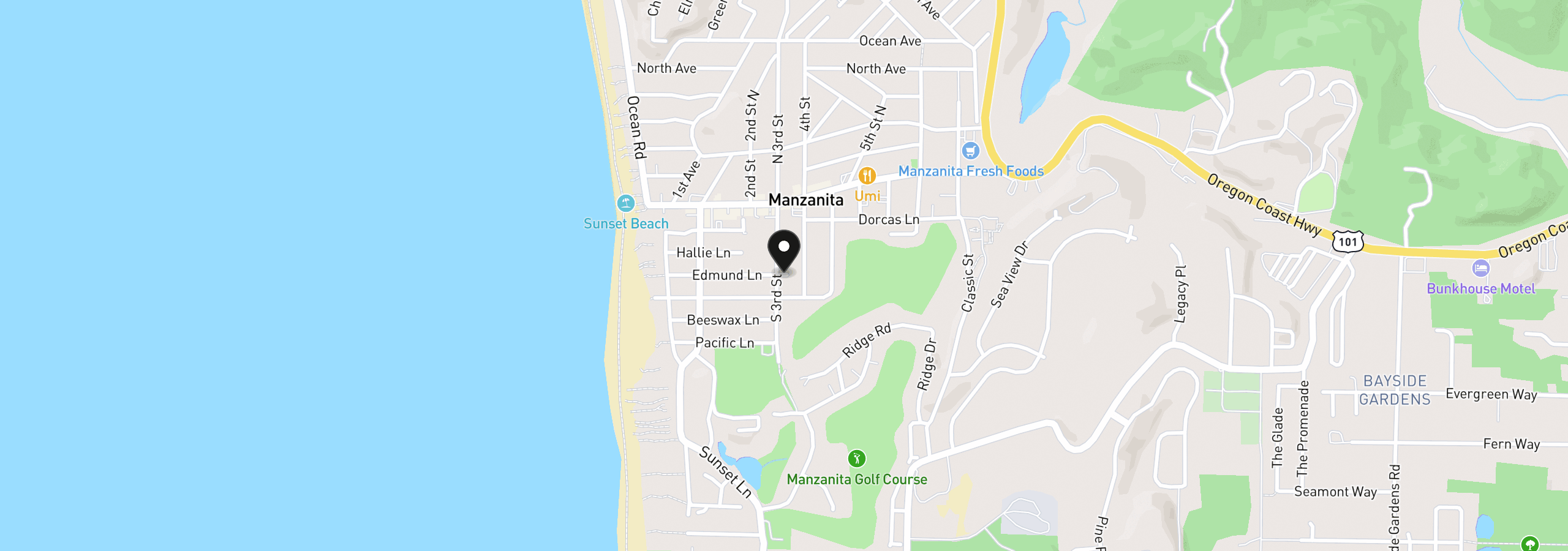 Map showing the location of 19th St 9, Manzanita, OR 97130