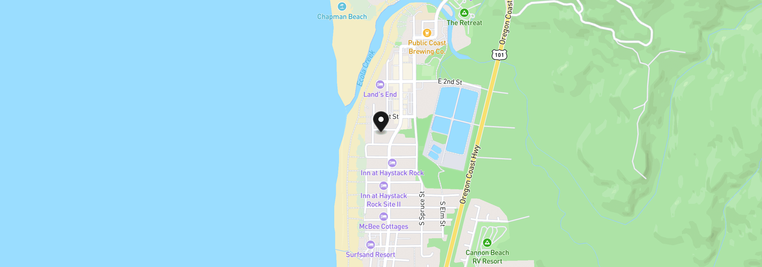 Map showing the location of 179 W Taft St, Cannon Beach, OR 97110