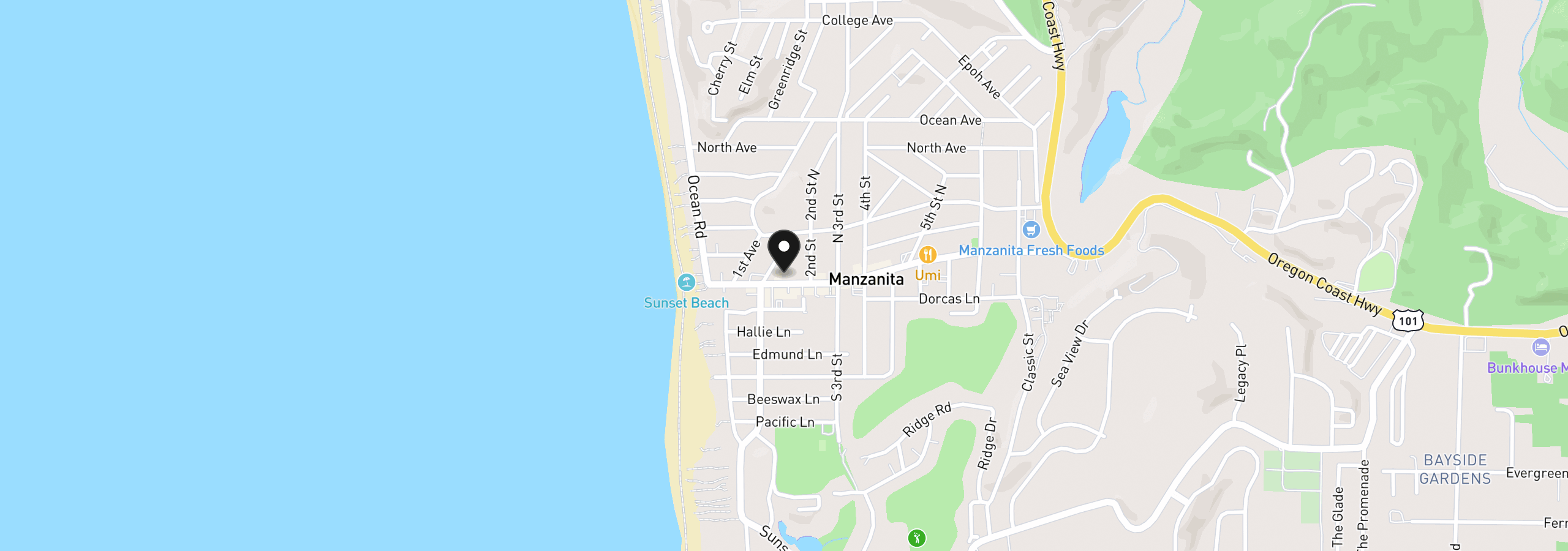 Map showing the location of 137 Laneda Ave, Manzanita, OR 97130