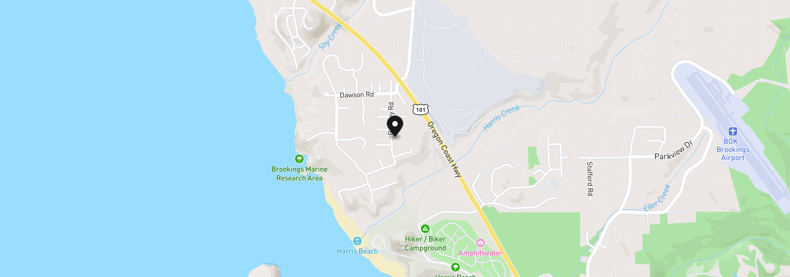 Map showing the location of 17199 S Passley Rd, Brookings, OR 97415
