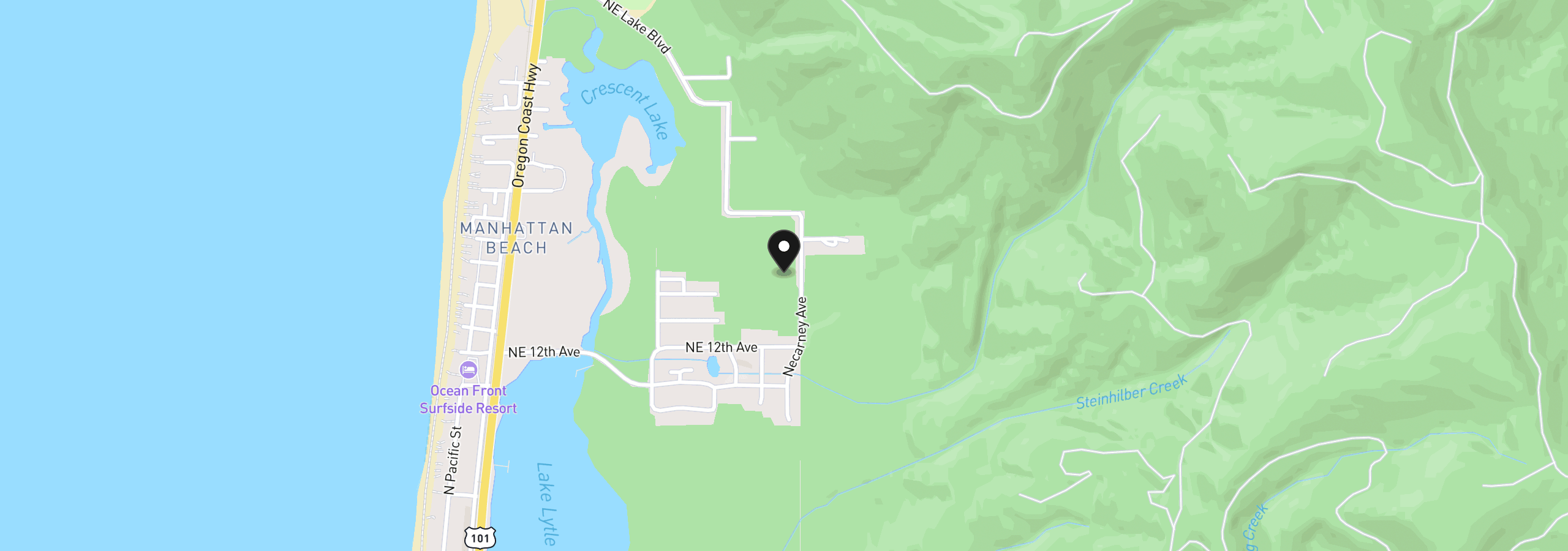 Map showing the location of 15th Ave, Rockaway Beach, OR 97136
