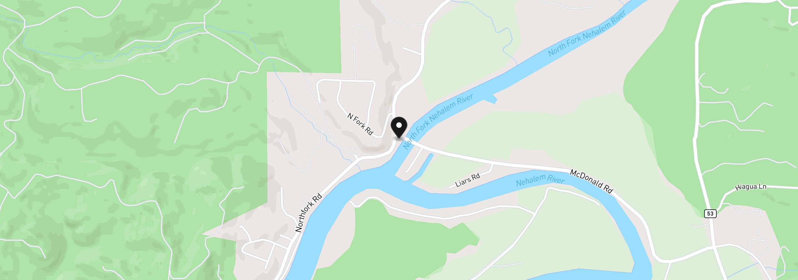 Map showing the location of 38225 North Fork Rd, Nehalem, OR 97131