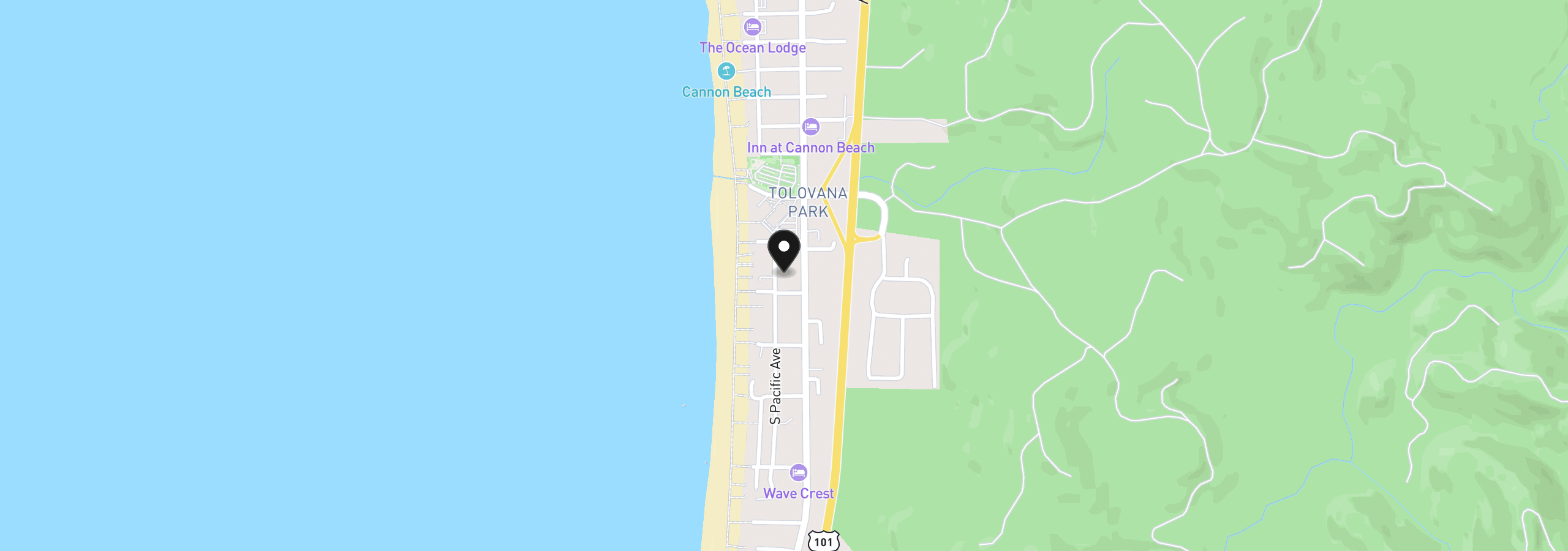 Map showing the location of 3571 Pacific St, Cannon Beach, OR 97110
