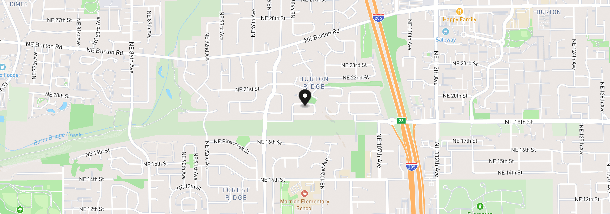 Map showing the location of 10021 NE 20th St, Vancouver, Wa 98664