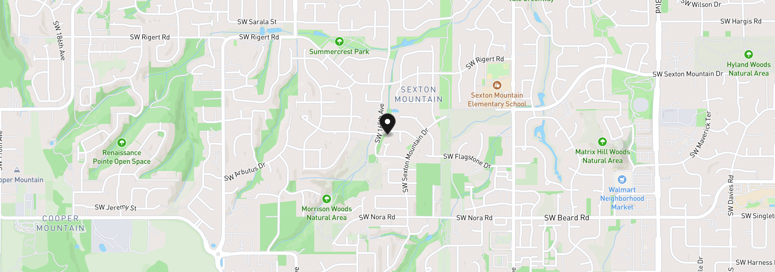 Map showing the location of 16450 SW Marcile Ln, Beaverton, OR 97007