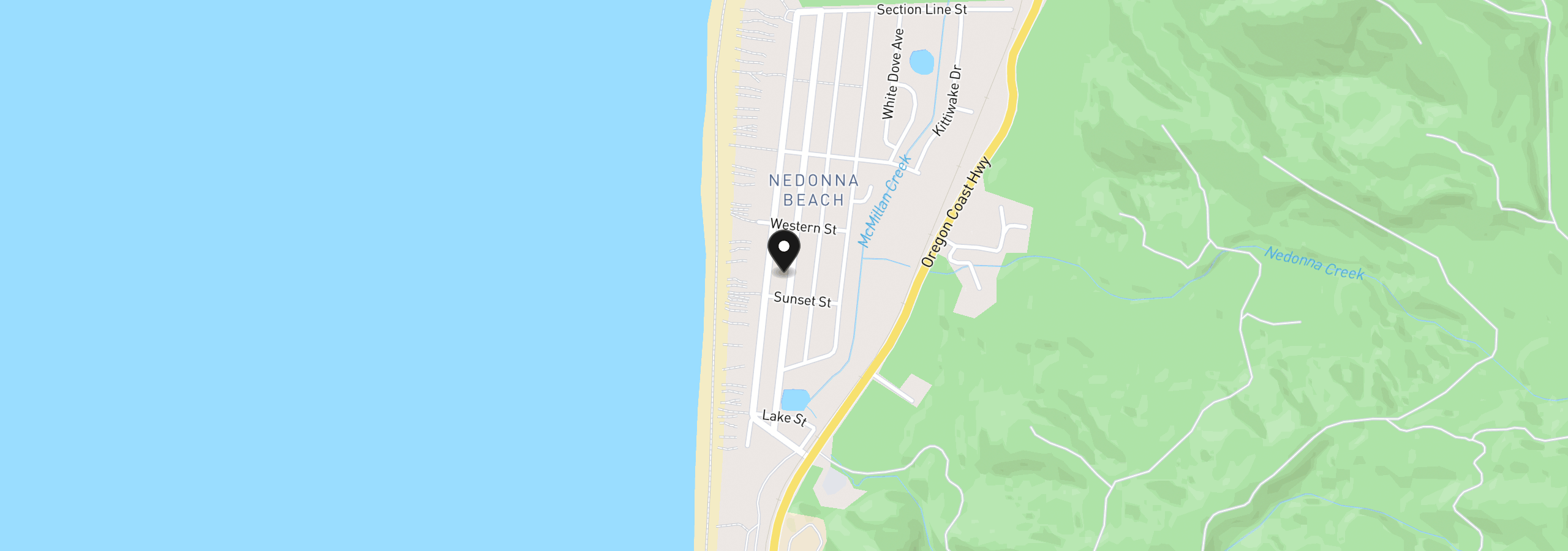Map showing the location of Blk 8 Lot 21 Nedonna Ave, Rockaway Beach, OR 97136