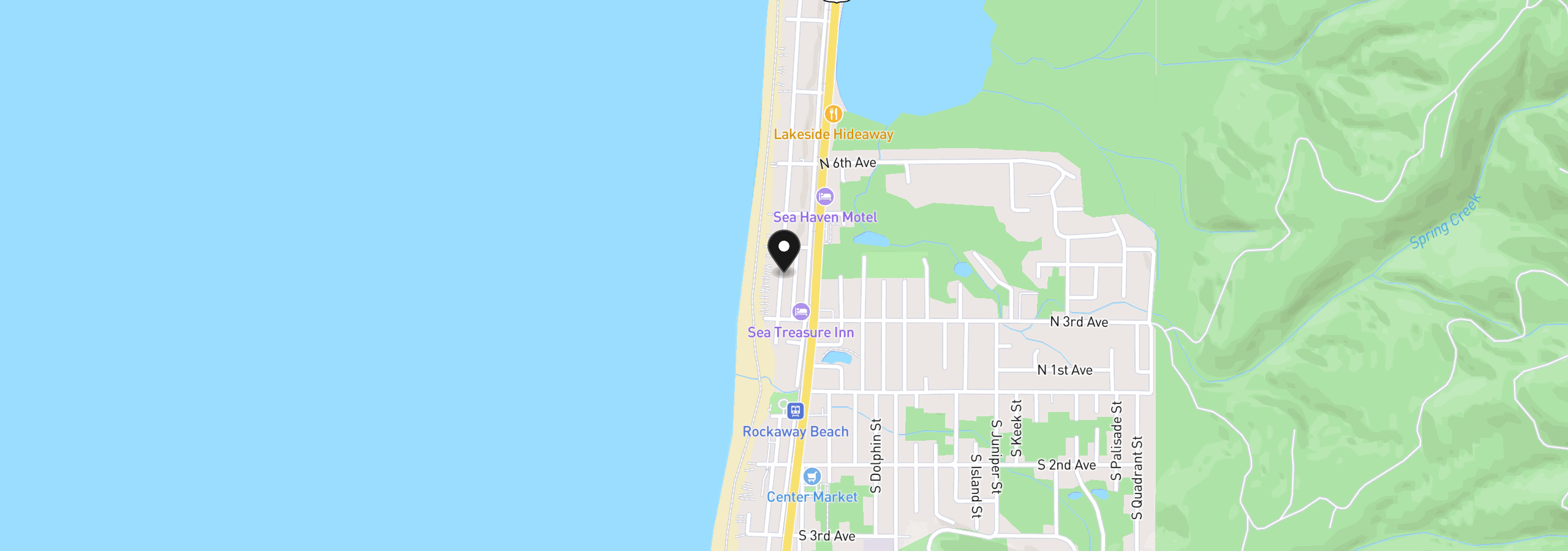 Map showing the location of 366 N Pacific, Rockaway Beach, OR 97136