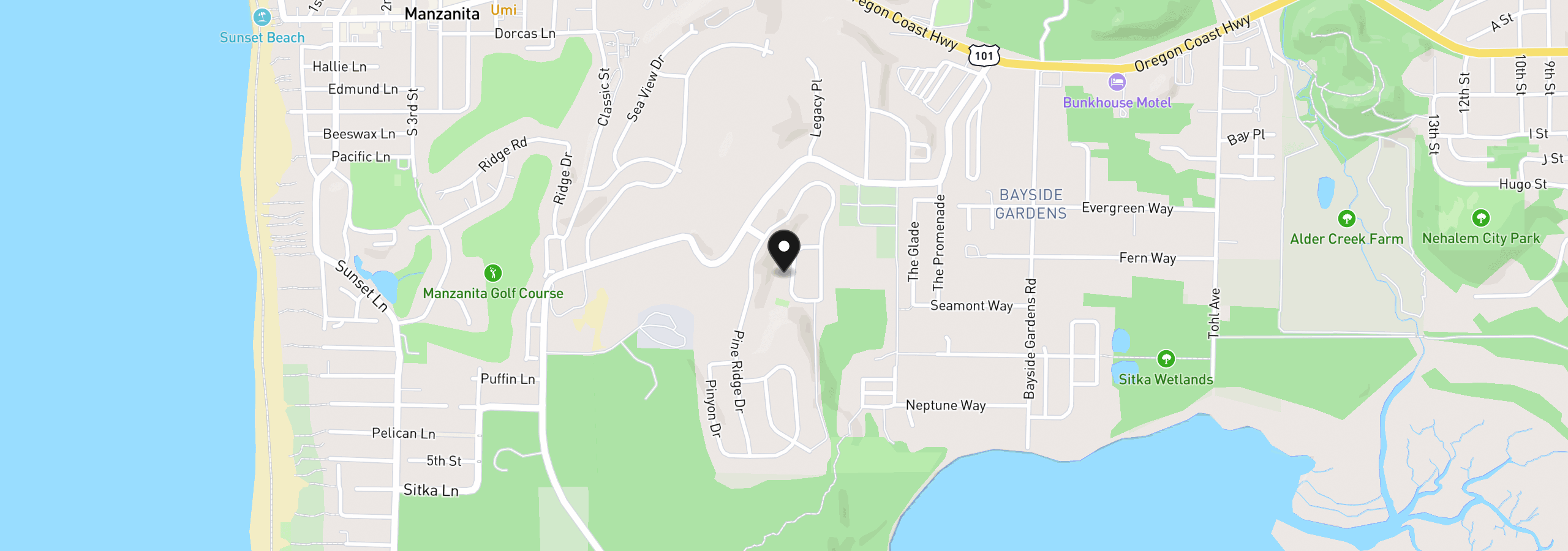 Map showing the location of 35150 Ponderosa Loop, Manzanita, OR 97130