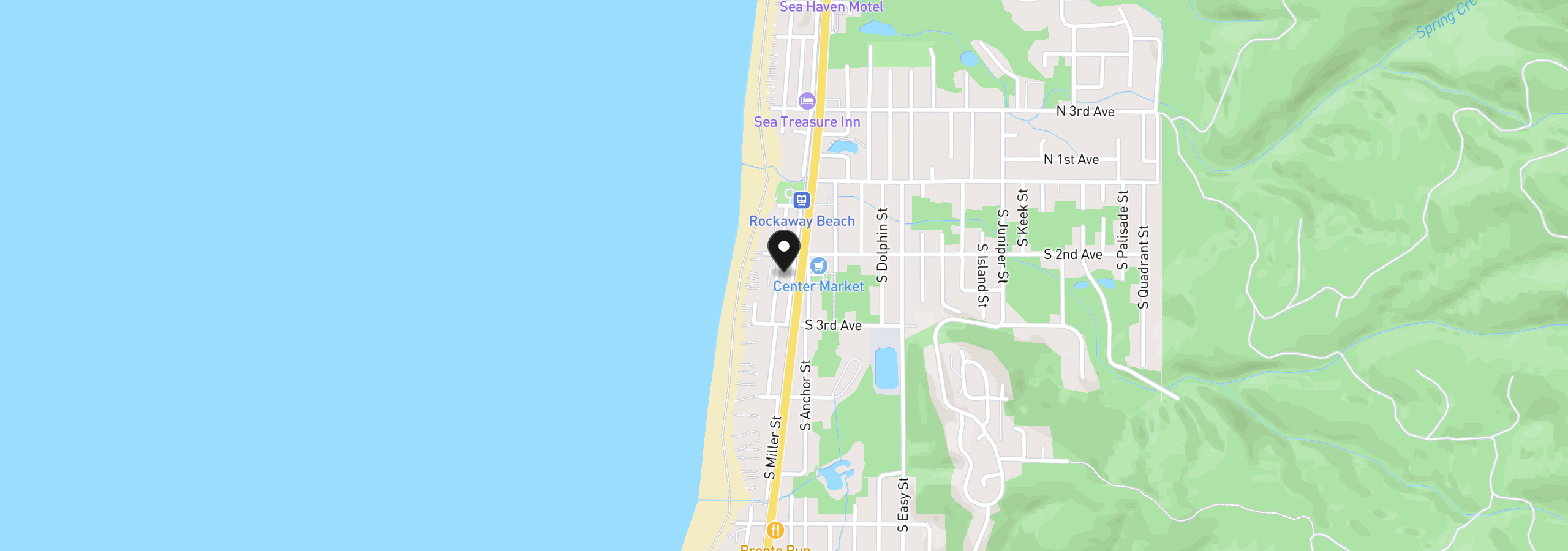 Map showing the location of 226 S Pacific, Rockaway Beach, OR 97136