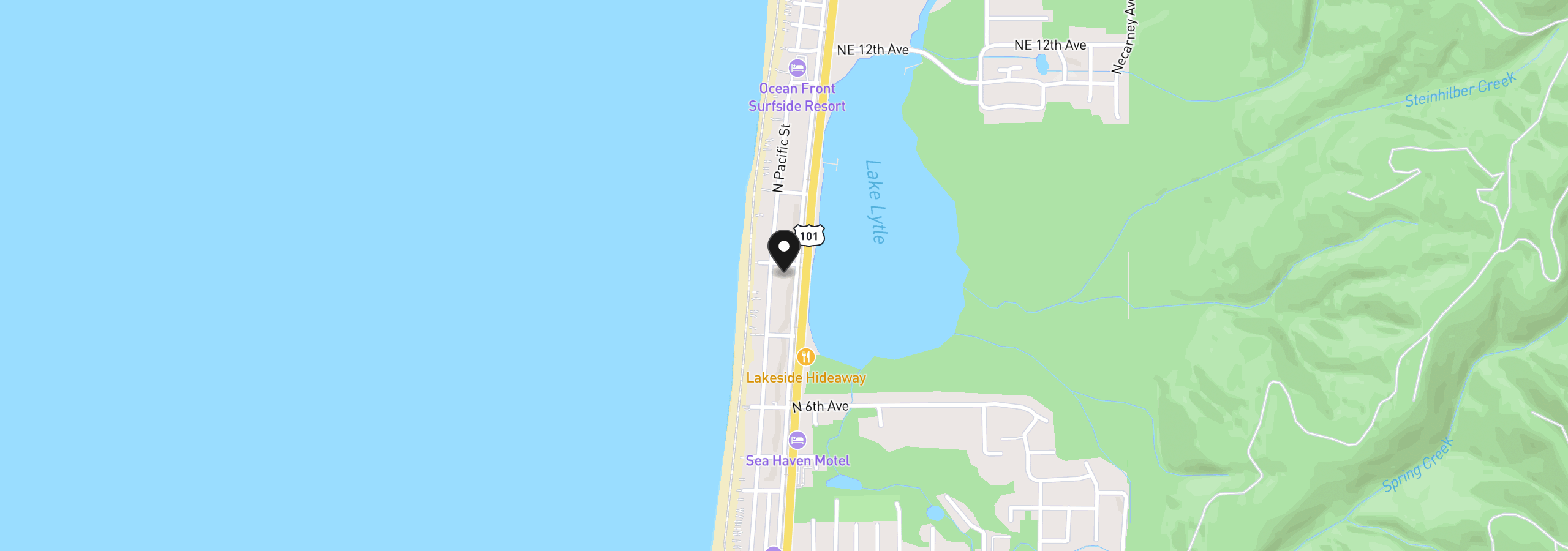Map showing the location of 786 N Pacific St, Rockaway Beach, OR 97136