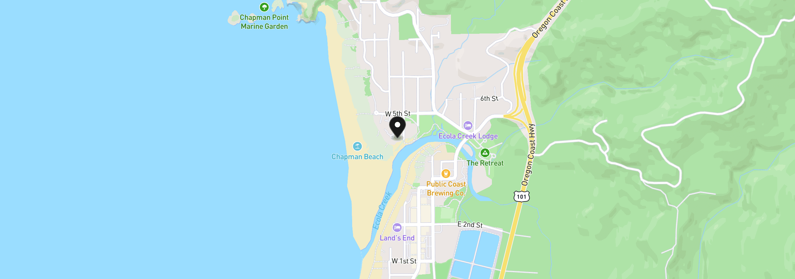 Map showing the location of 455 N Breakers Point Dr 455, Cannon Beach, OR 97110