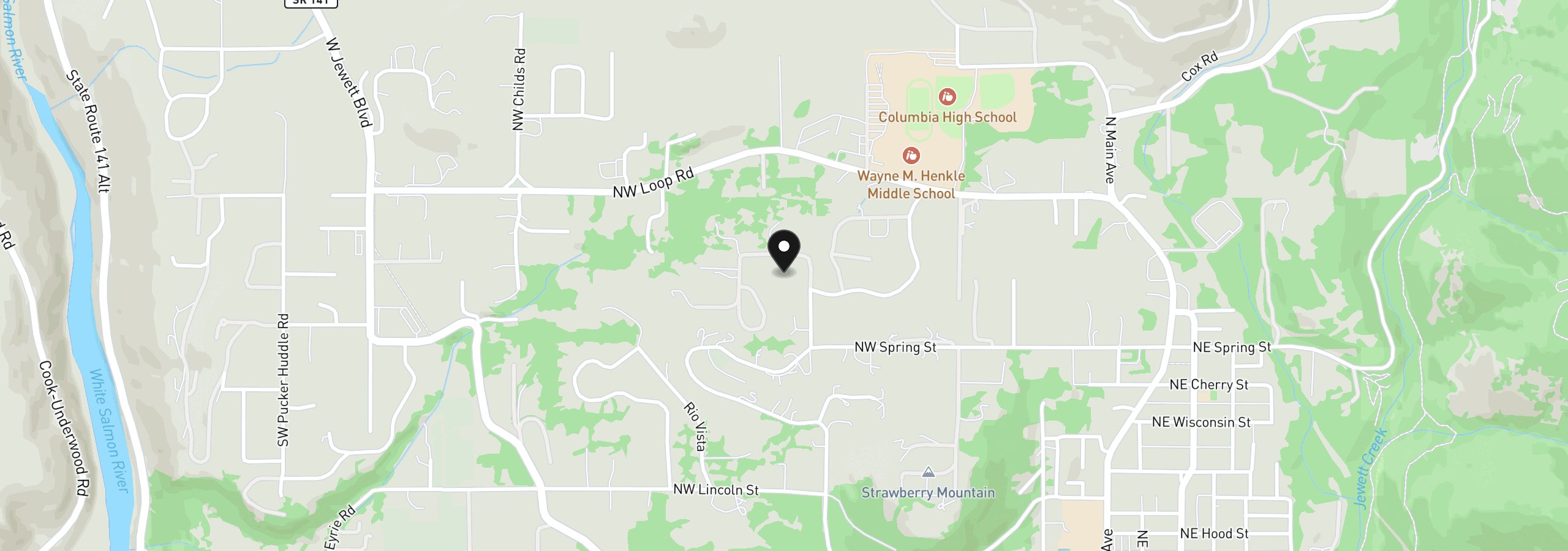Map showing the location of 595 NW Country View Rd, White Salmon, Wa 98672