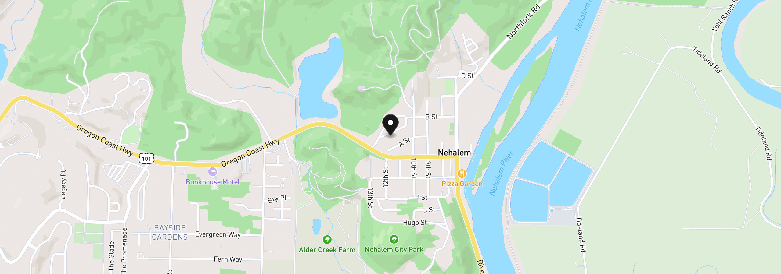 Map showing the location of 12735 Hayes Dr, Nehalem, OR 97131