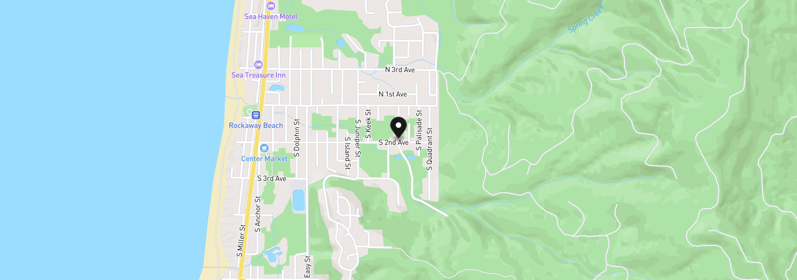 Map showing the location of 1205 S Neptune St, Rockaway Beach, OR 97136