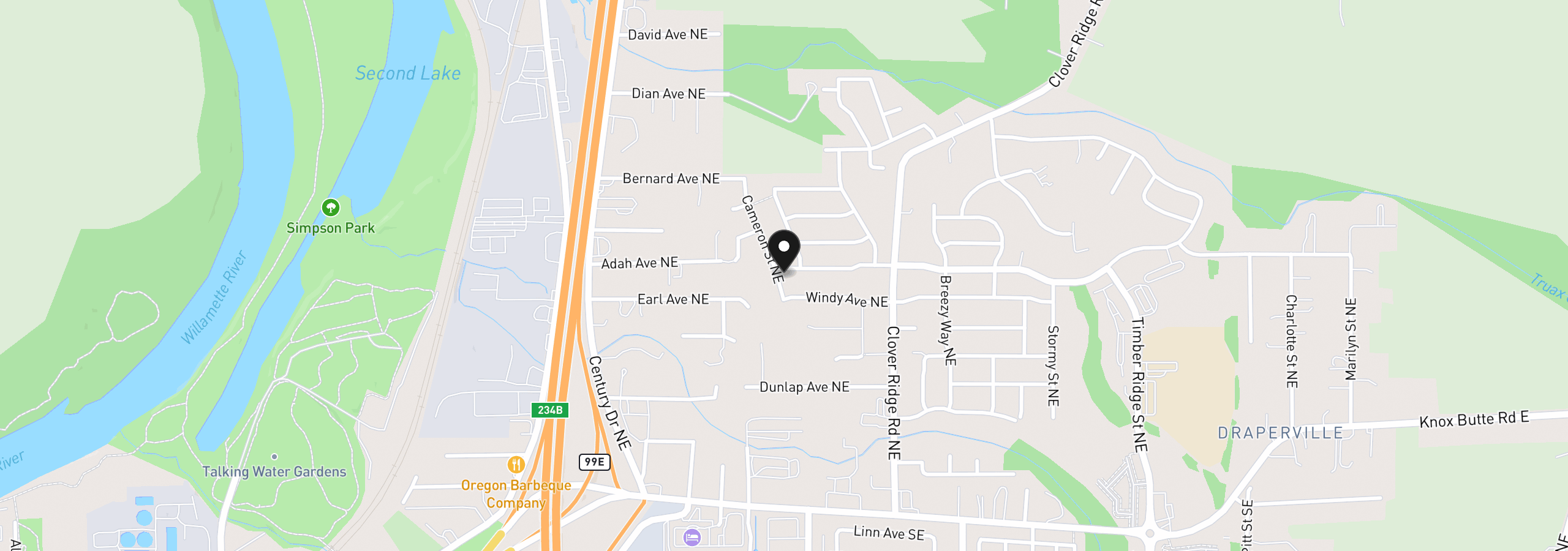 Map showing the location of 497 Cameron St, Albany, OR 97322