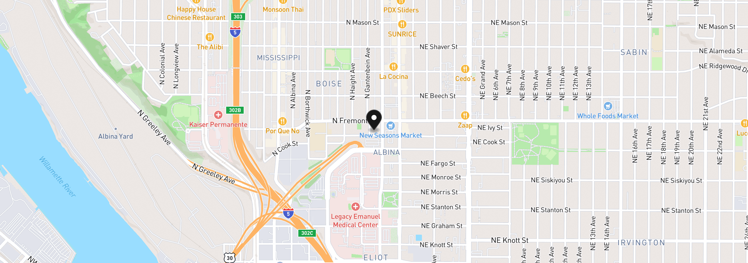 Map showing the location of 223 N Ivy St, Portland, OR 97227