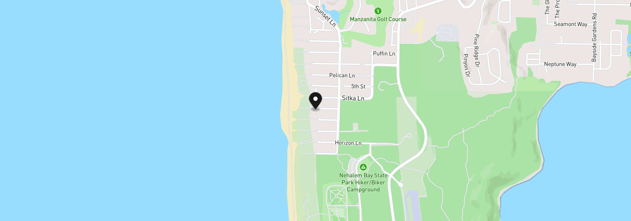 Map showing the location of 8825 Ocean Crest Ln, Manzanita, OR 97130