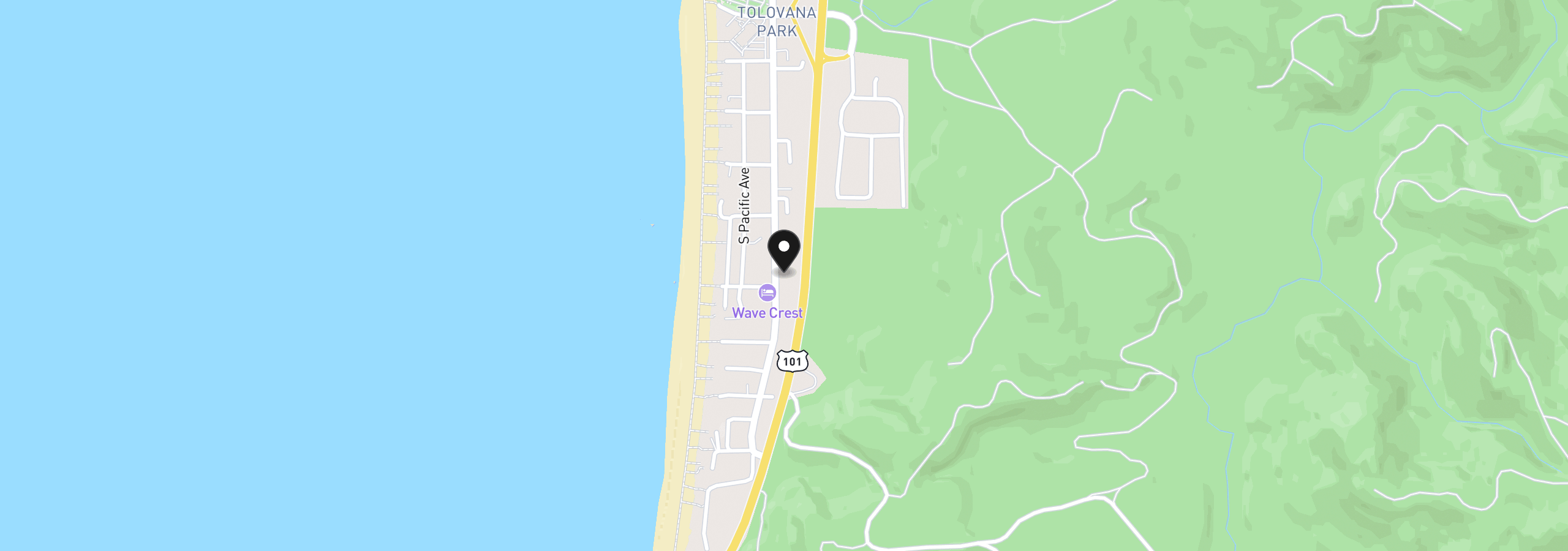 Map showing the location of Hemlock, Cannon Beach, OR 97110