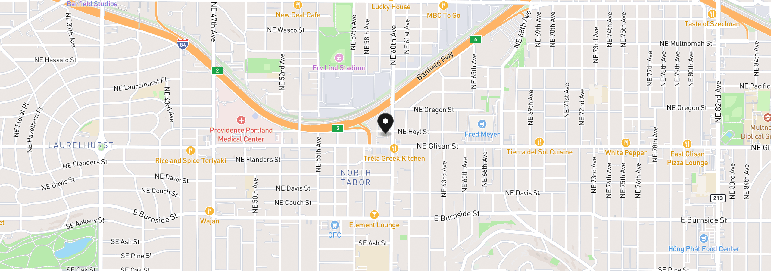 Map showing the location of 5918 NE Hoyt St, Portland, OR 97213