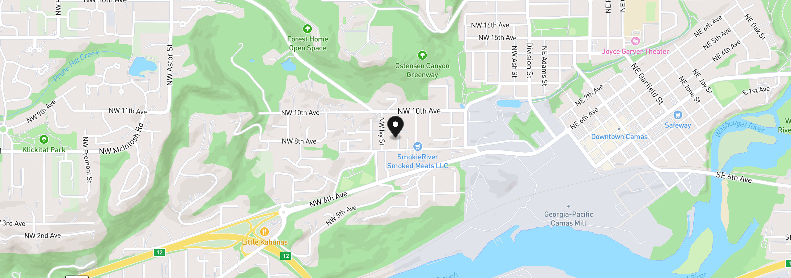 Map showing the location of 731 NW Hill St, Camas, Wa 98607