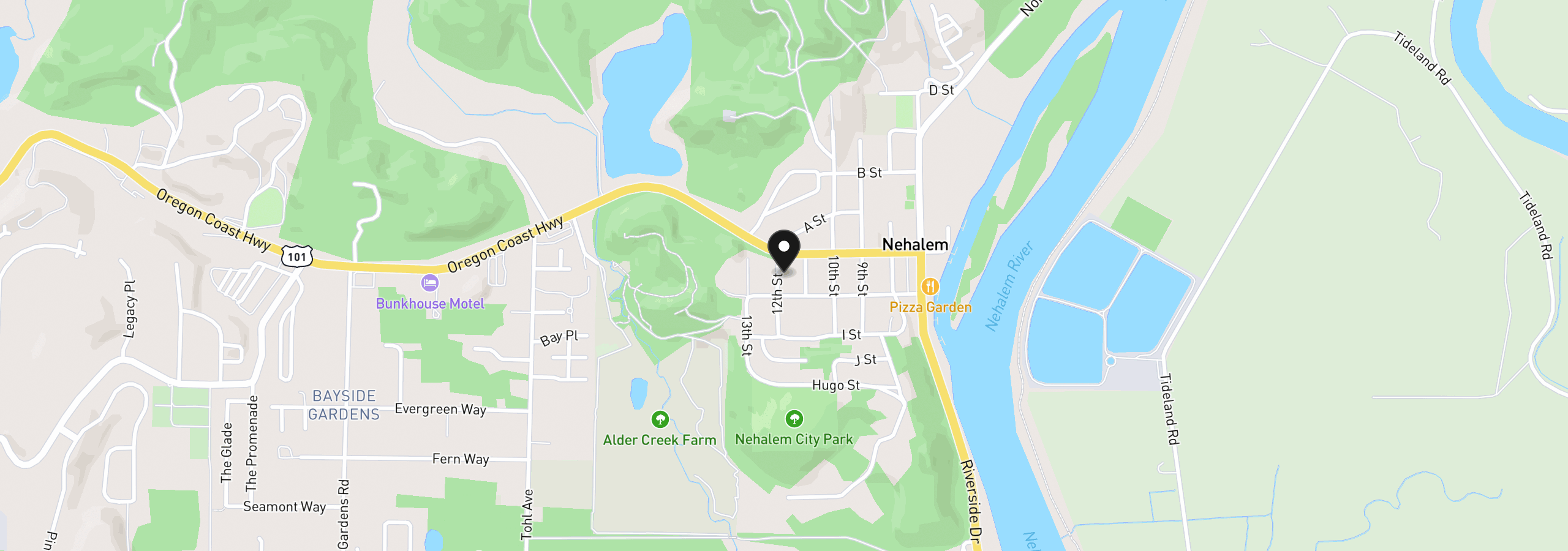 Map showing the location of 12th St 3901, Nehalem, OR 97131