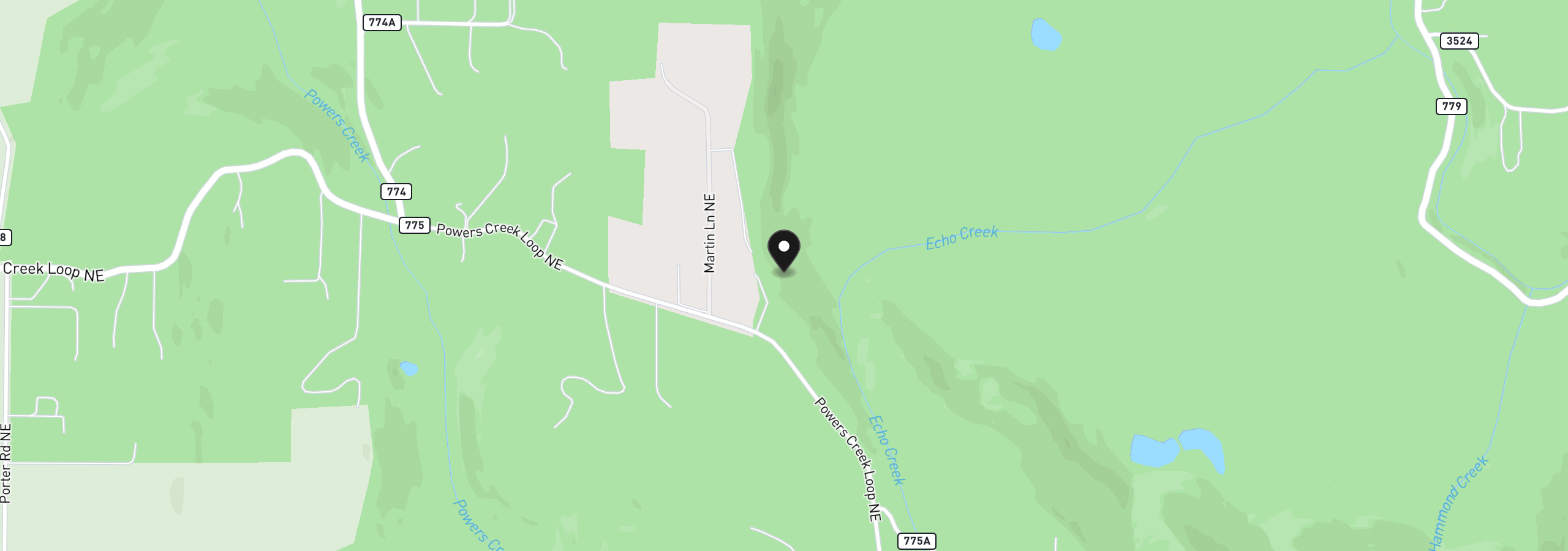Map showing the location of 0 Powers Creek (North) Loop, Silverton, OR 97381