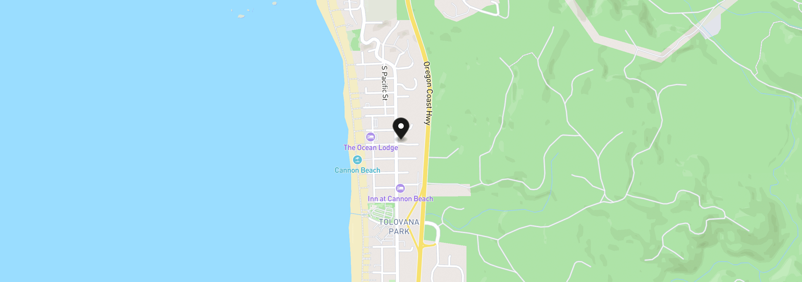 Map showing the location of 2887 S Hemlock St, Cannon Beach, OR 97110