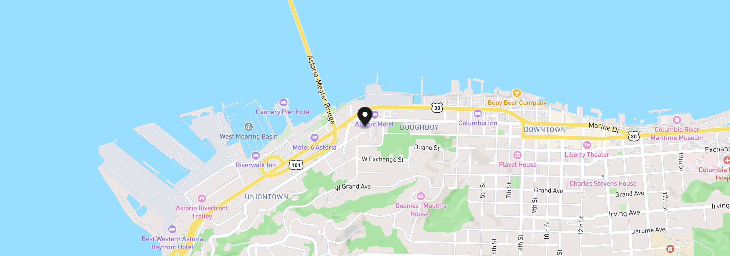 Map showing the location of 103 Washington St 1, Astoria, OR 97103