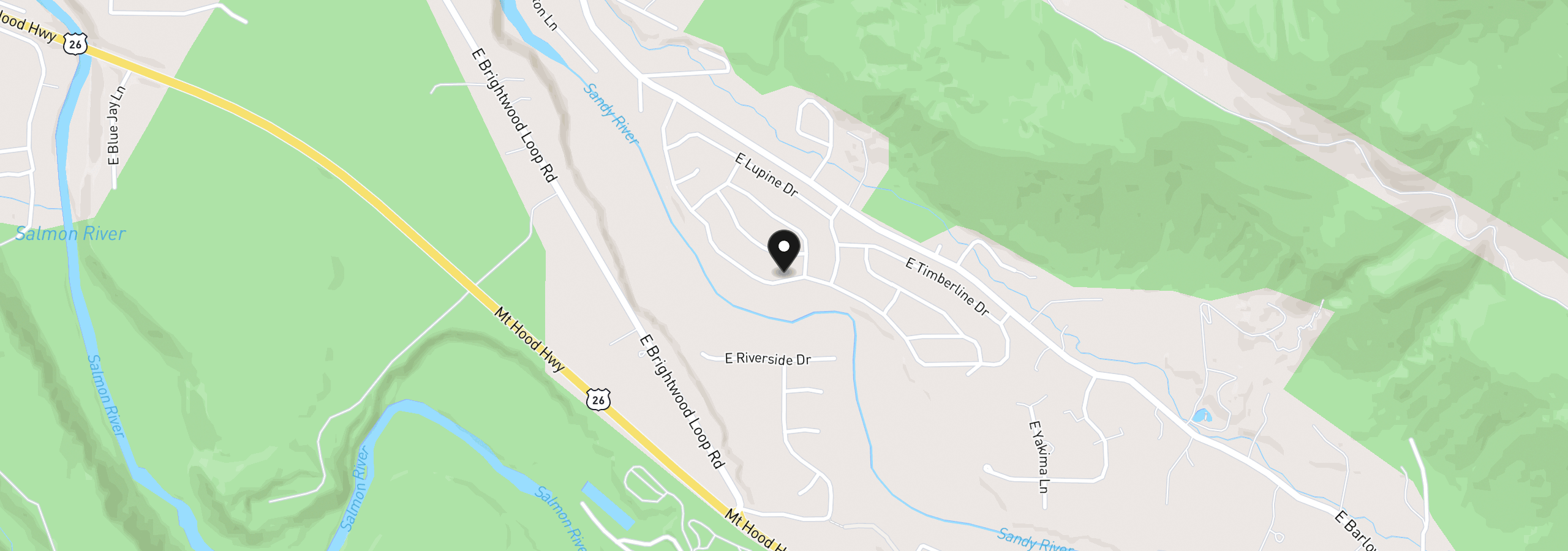 Map showing the location of 64911 E Sandy River Ln, Rhododendron, OR 97049