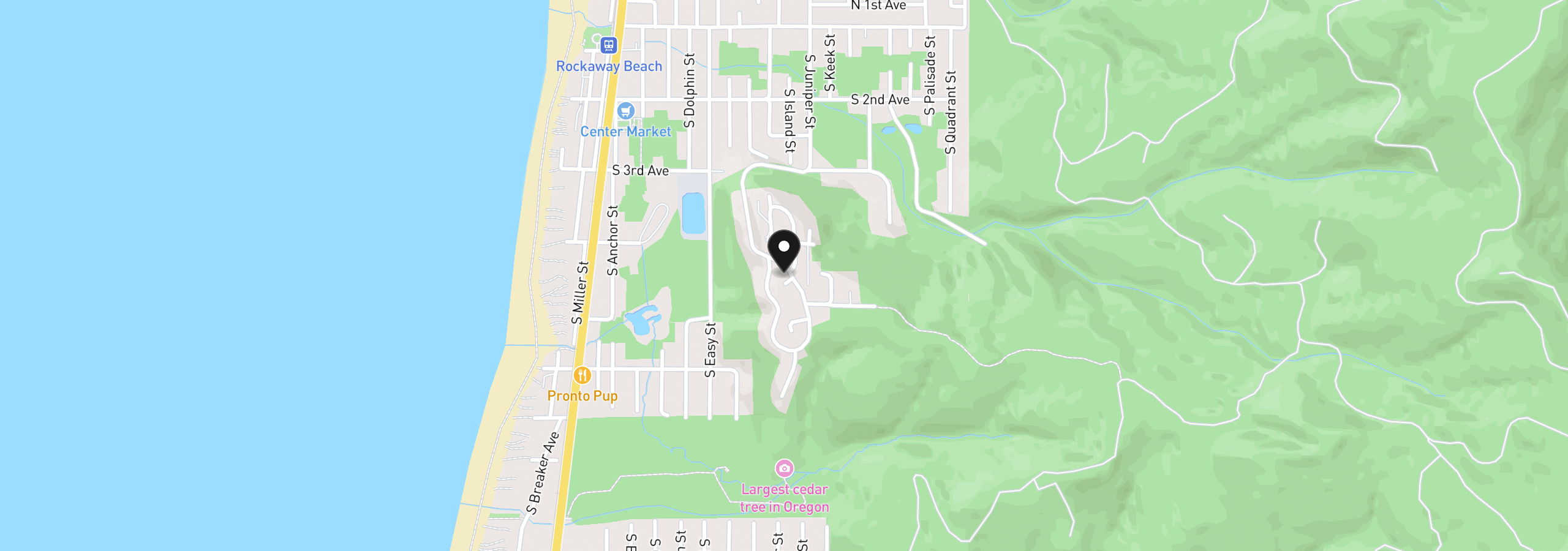 Map showing the location of 407 Home Ct, Rockaway Beach, OR 97136