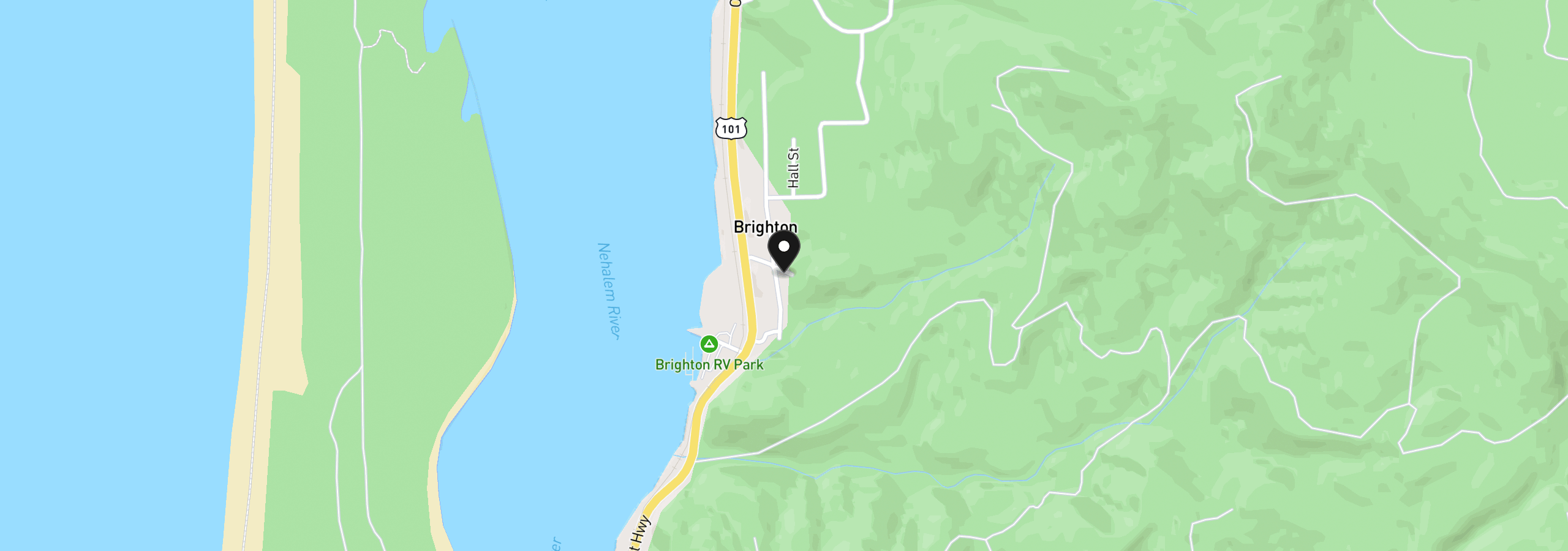 Map showing the location of 10335 Glenn Ave, Rockaway Beach, OR 97136