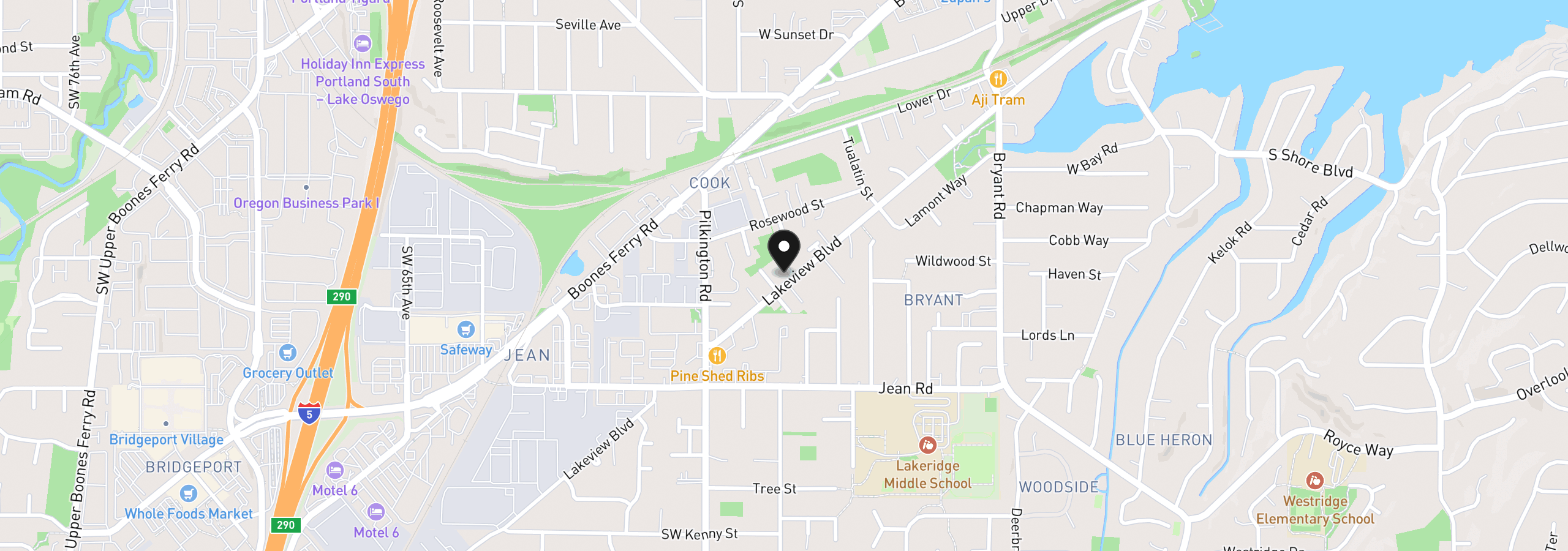 Map showing the location of 16111 Lindsay Ct, Lake Oswego, OR 97035