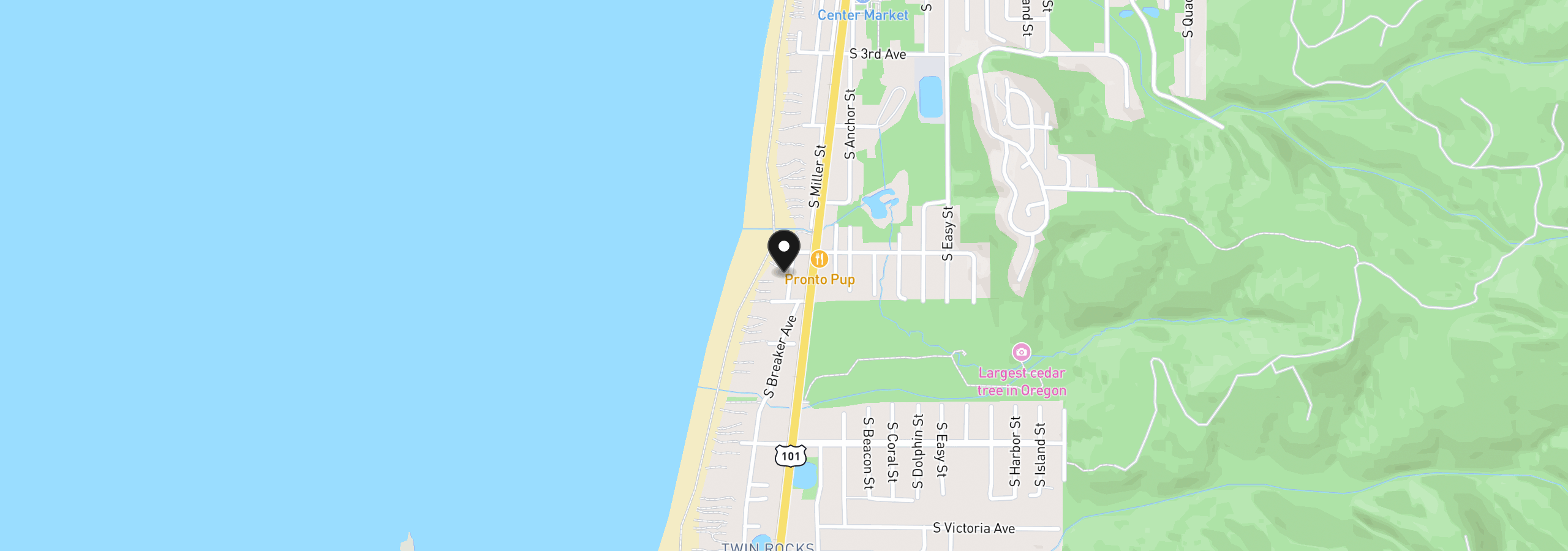 Map showing the location of 621 S Pacific St, Box-485 2, Rockaway Beach, OR 97136