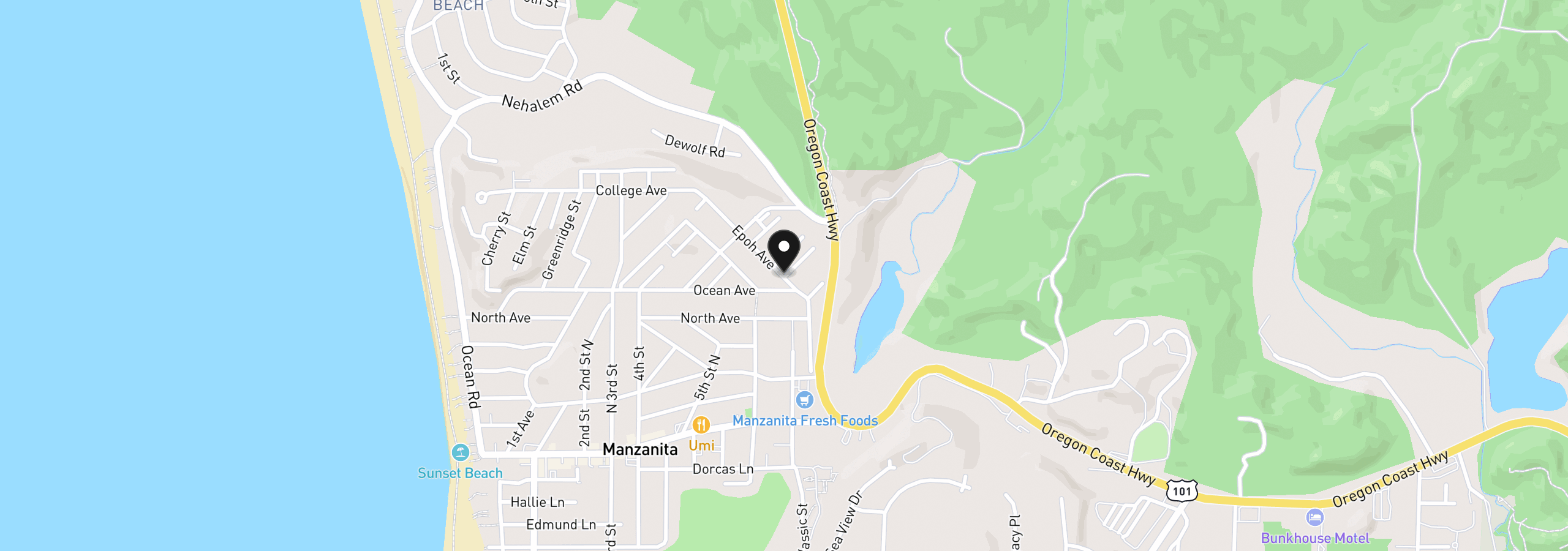 Map showing the location of 19th St, Manzanita, OR 97130