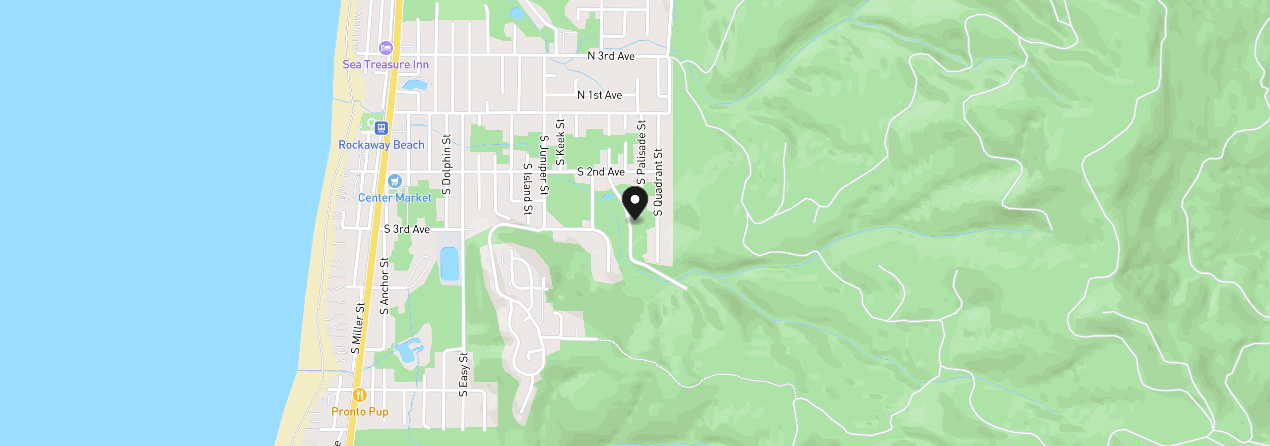 Map showing the location of 286 Rock Creek Rd, Rockaway Beach, OR 97136