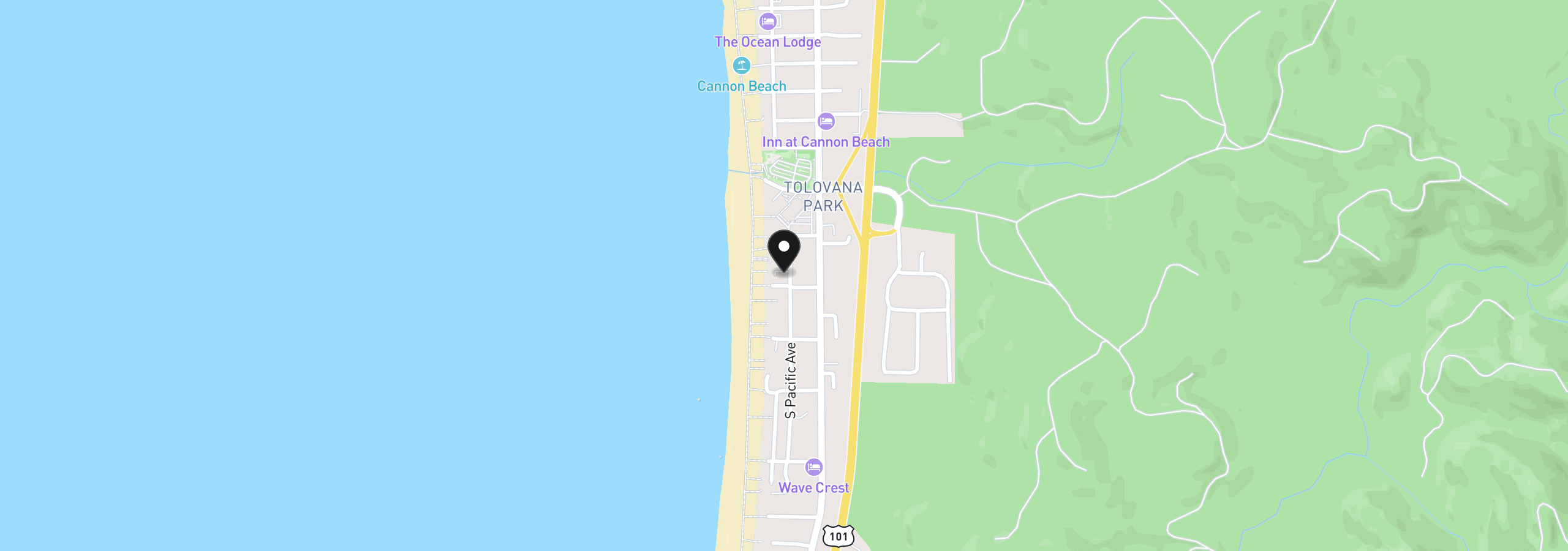 Map showing the location of 3580 Pacific St, Cannon Beach, OR 97110