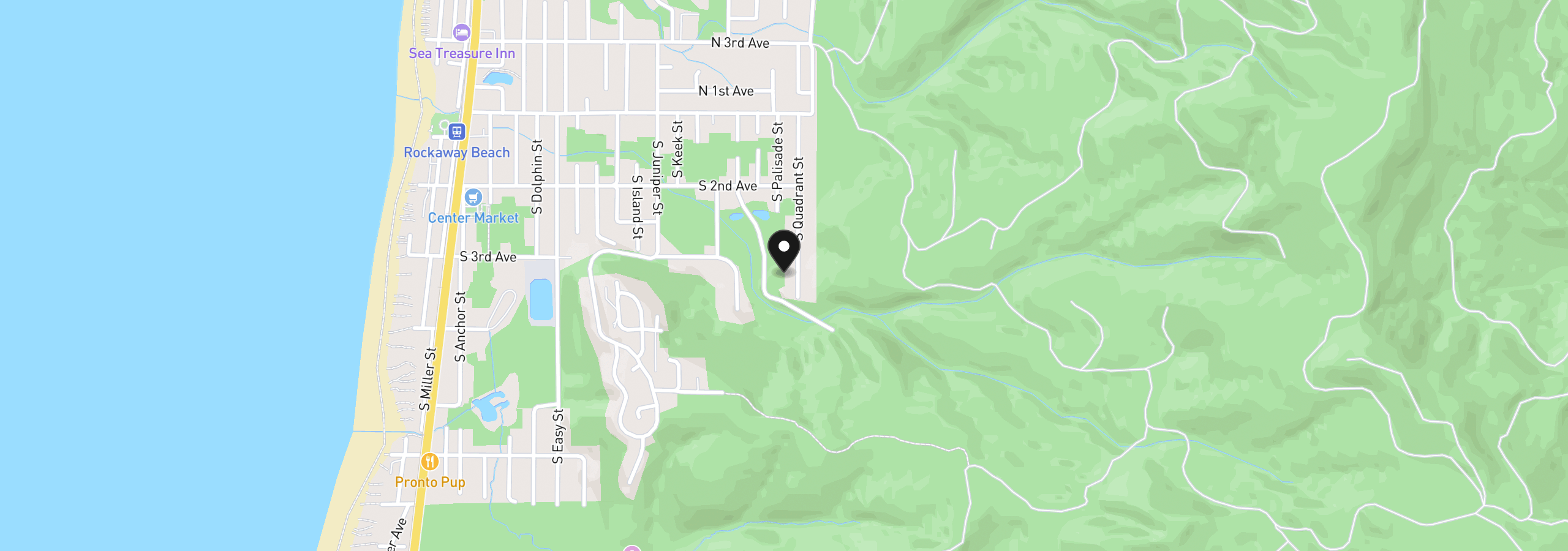 Map showing the location of S Palisade St 0113, Rockaway Beach, OR 97136