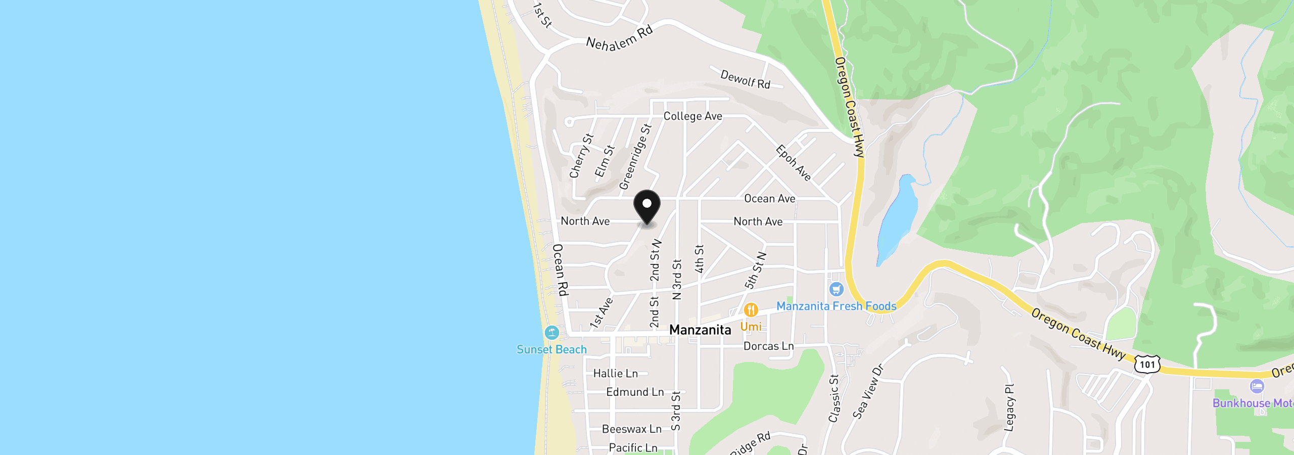 Map showing the location of 562 N First St, Manzanita, OR 97130