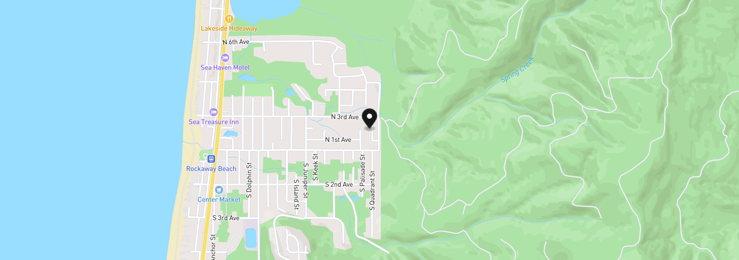 Map showing the location of Ocean Loop Lt 13, Rockaway Beach, OR 97136