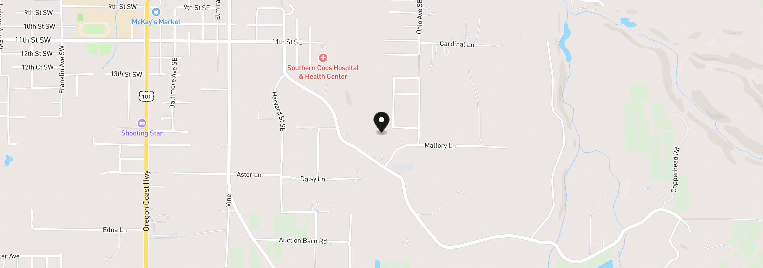 Map showing the location of 0 Ruby Loop, Bandon, OR 97411
