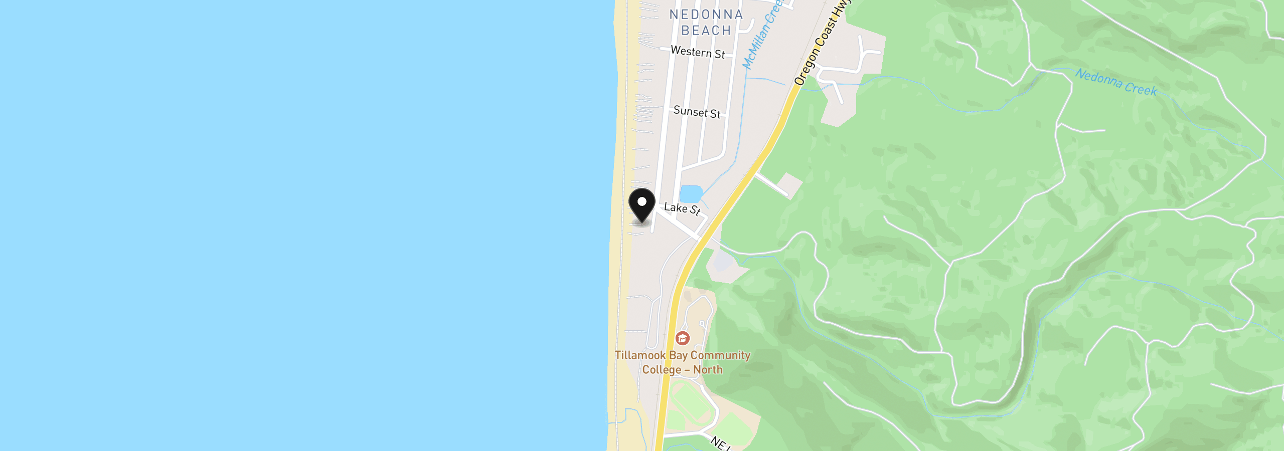 Map showing the location of 25630 Morgan St, Rockaway Beach, OR 97136